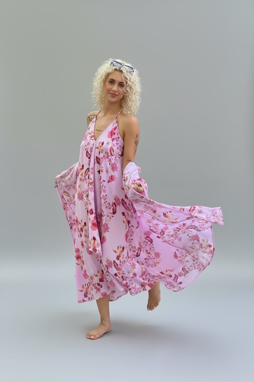 Rosé Bloom Boho Maxi Dress