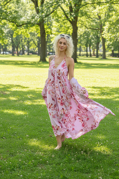 Rosé Bloom Boho Maxi Dress